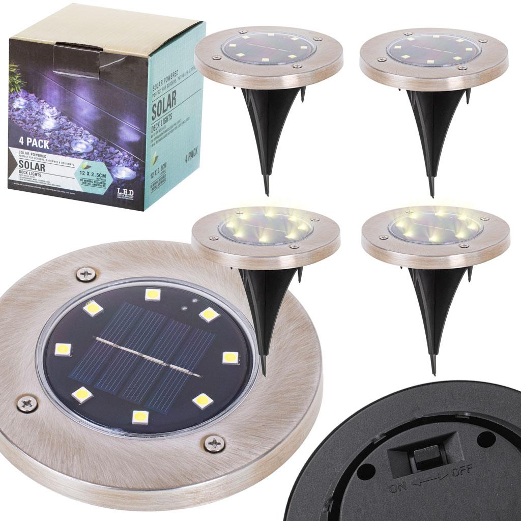 Solcelle jordspyd havelamper – 8 LED, 4 stk., varm hvid