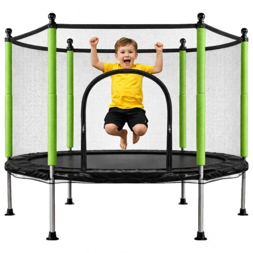Børnetrampolin 140 cm med sikkerhedsnet – grøn