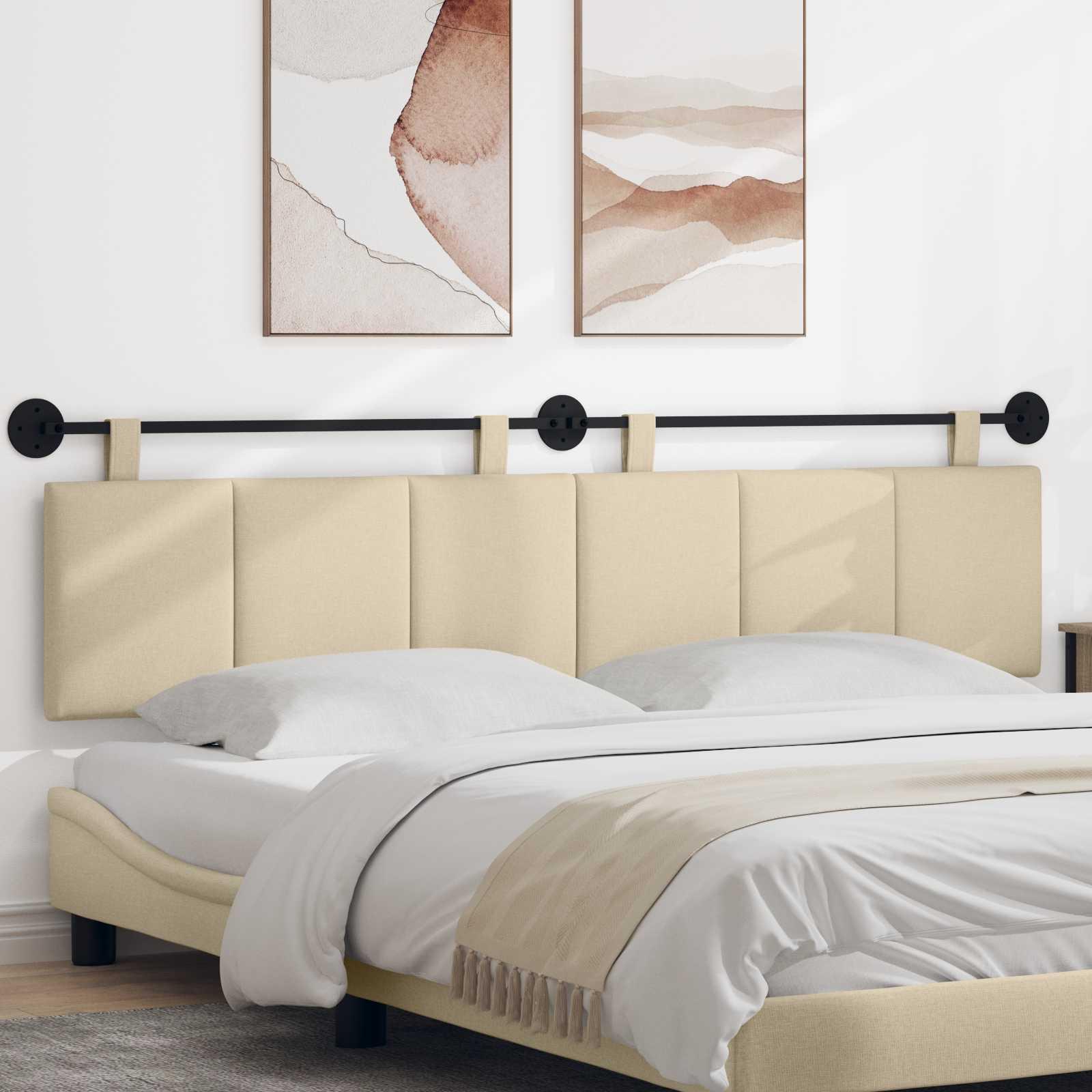 Hængende Hovedgavl Vægmonteret Creme 210 x 55 x 5 cm Stof