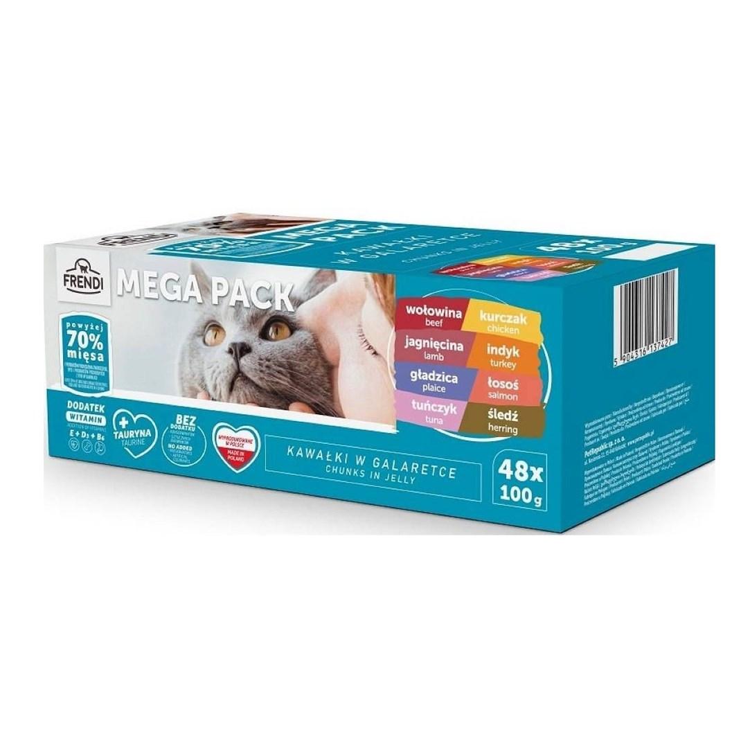 Frendi Mega Pack vådfoder til kat – bidder i gelé, 48 × 100 g