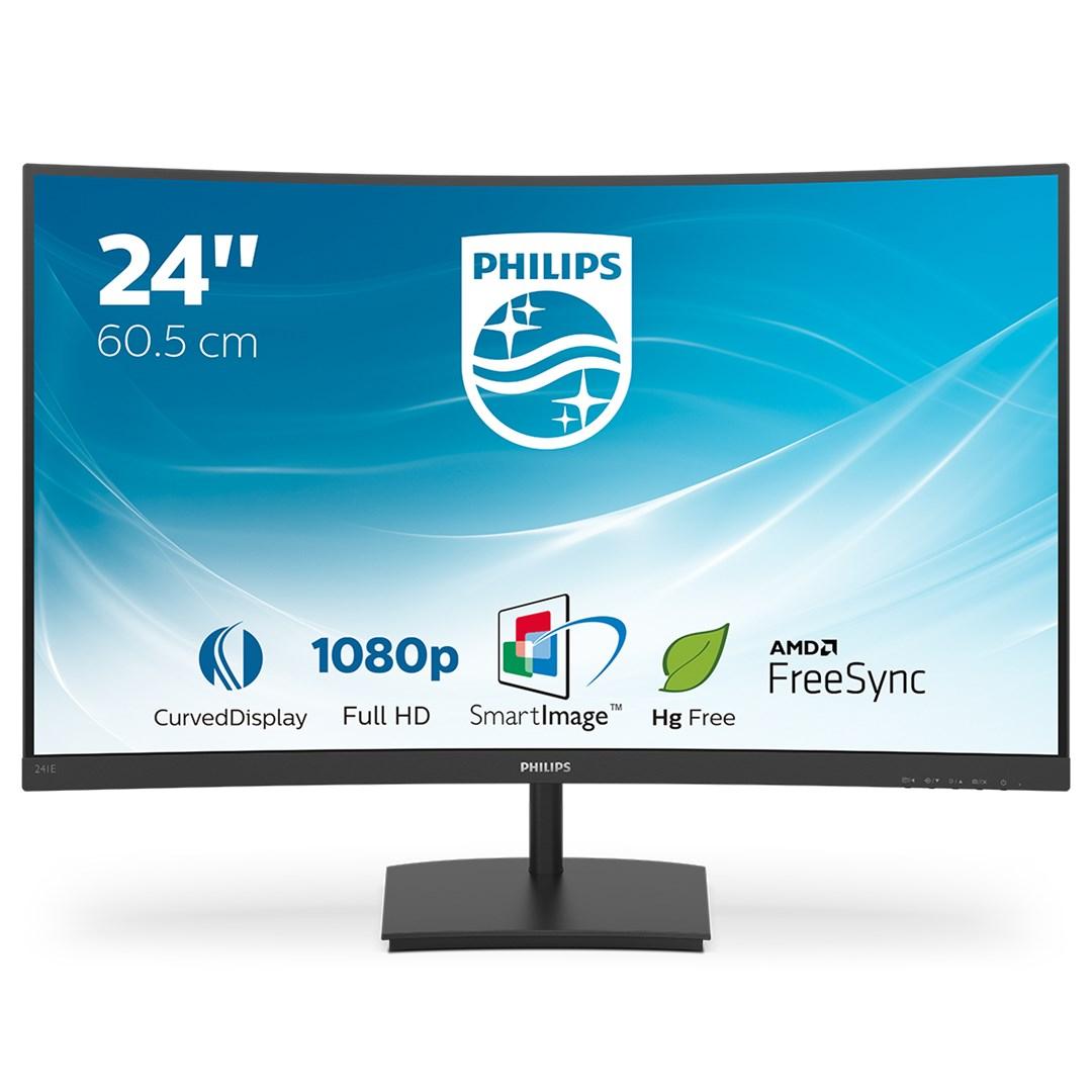 Philips E Line 241E1SC - 23,6" buet Full HD VA-skærm, 75 Hz - Sort billede