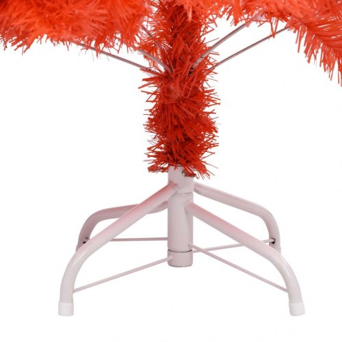 Kunstigt juletræ med lys og kuglesæt 210 cm PVC rød
