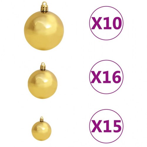 Kunstigt juletræ med lys og kuglesæt 210 cm PVC rød