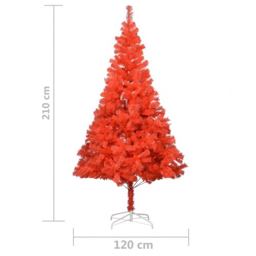 Kunstigt juletræ med lys og kuglesæt 210 cm PVC rød