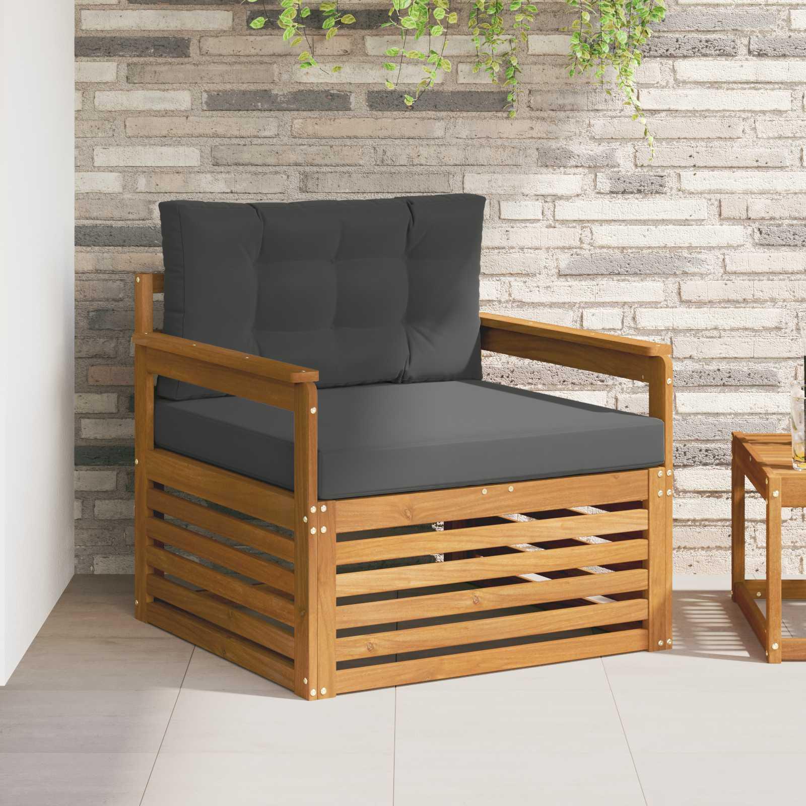 2 Stk Sofa Med Armlæn Massivt Akacietræ - Naturlig og antracit / Åben ramme