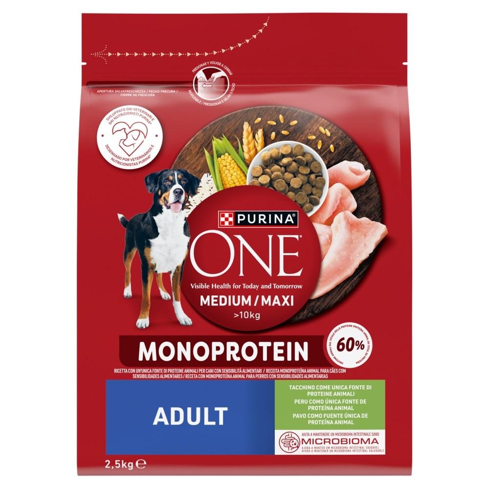 Purina One Adult Medium/Maxi Monoprotein – tørfoder med kalkun, 2,5 kg