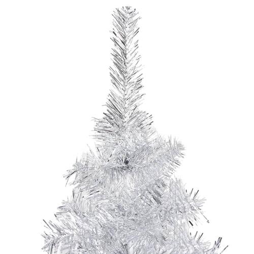 Kunstigt juletræ med lys og kuglesæt 240 cm PET sølvfarvet
