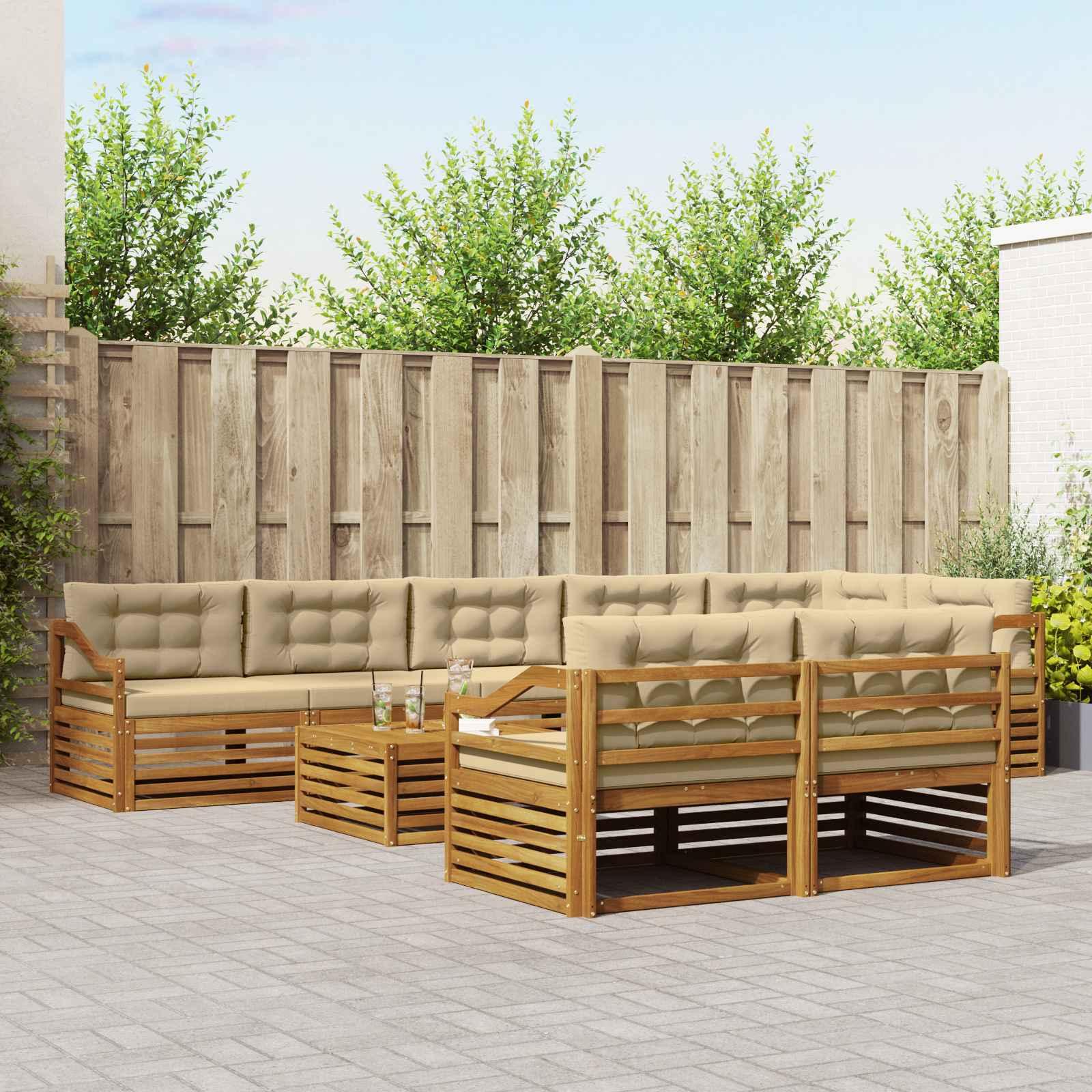 UdendÃ¸rs sofagruppe med pude 9 stk Naturlig og Beige