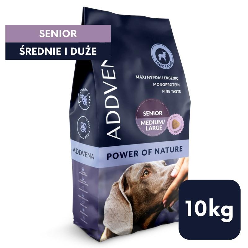 ADDVENA Power of Nature – senior hundefoder til mellem og store racer, 10 kg