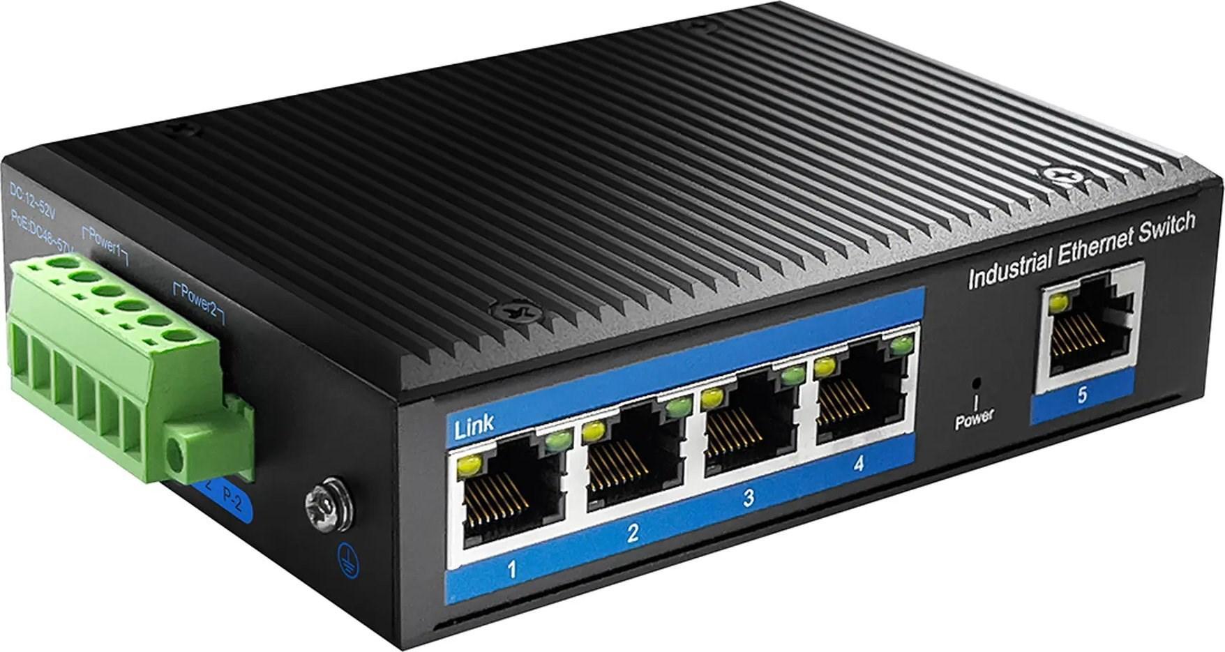 Cudy IF1005P industriel PoE-switch 5-porte 10/100 - sort