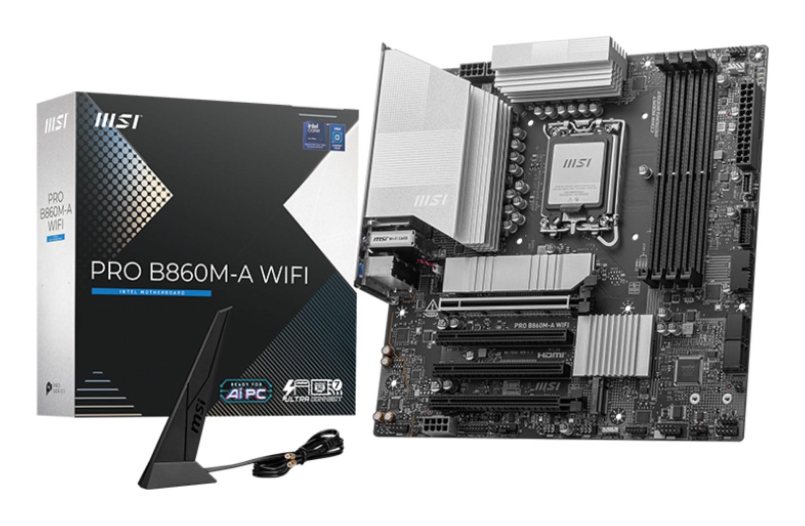 MSI PRO B860M-A WIFI - bundkort, Intel B860, LGA 1851, micro ATX billede