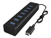 RaidSonic ICY BOX IB-HUB1700-C3 - USB-C til 7-port USB 3.0 hub (sort) billede