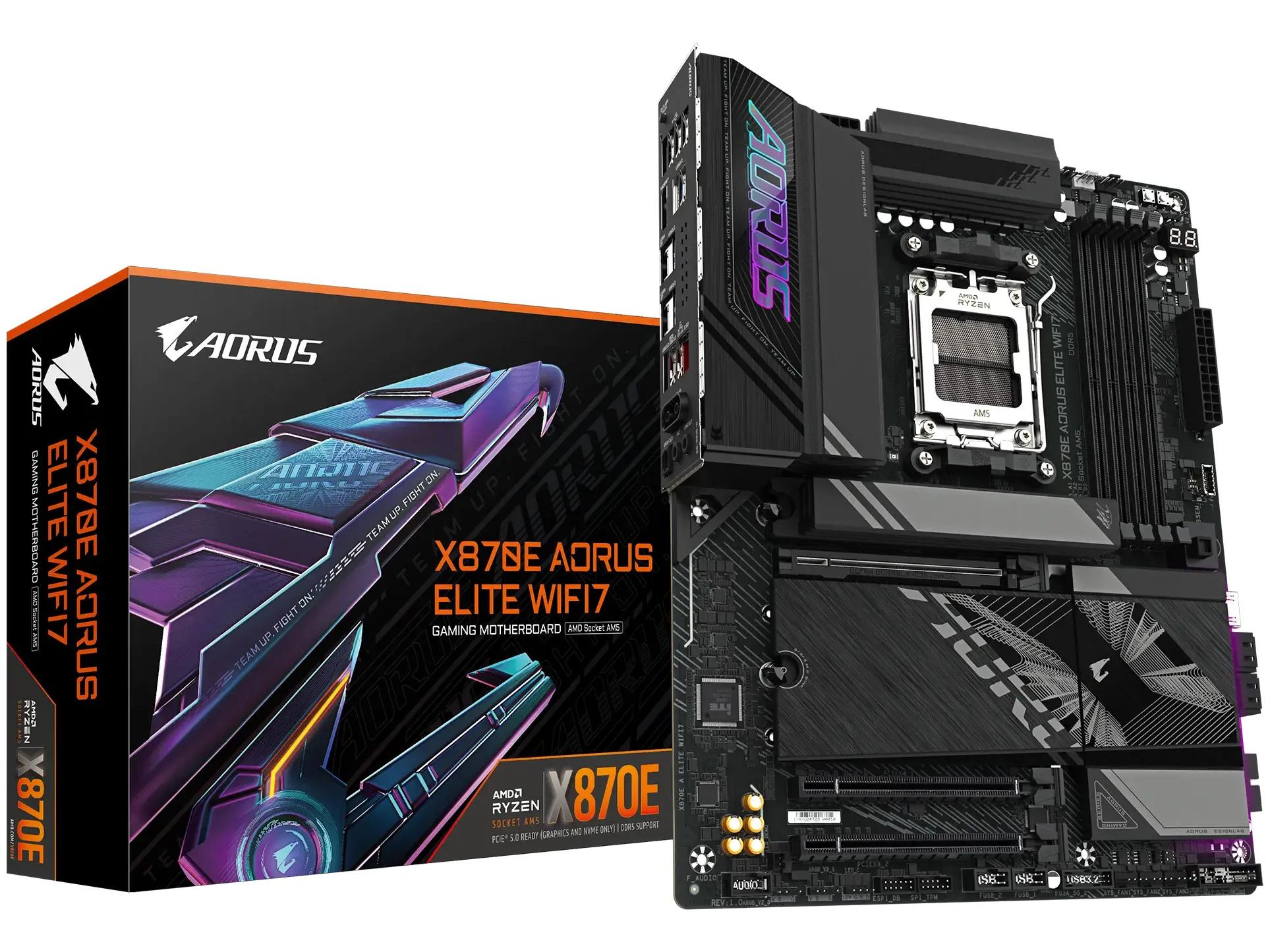 Gigabyte X870E Aorus Elite WiFi 7 - ATX bundkort til AM5 (AMD X870E)