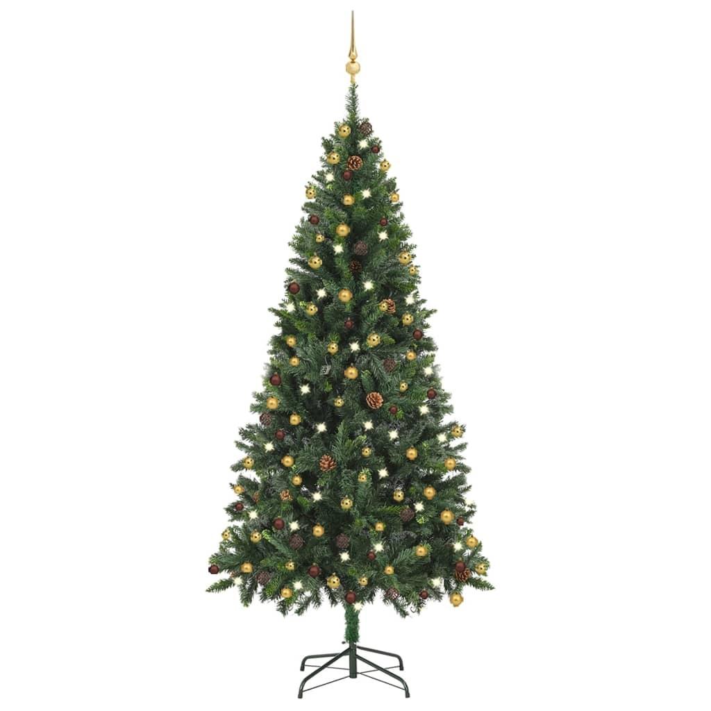Billede af Kunstigt juletræ med lys og kuglesæt 210 cm grøn hos Boligcenter.dk