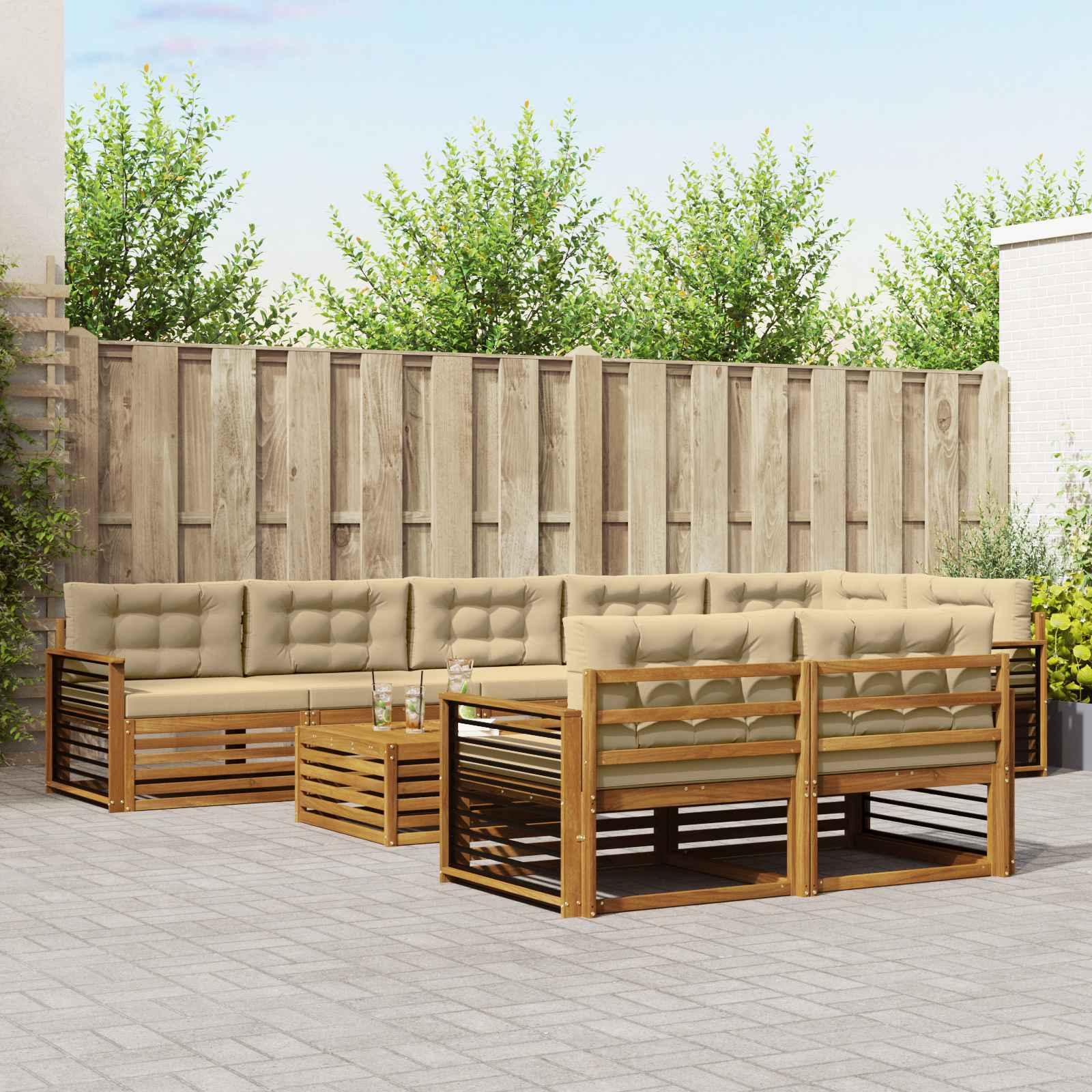 UdendÃ¸rs sofagruppe med pude 9 stk Naturlig og Beige