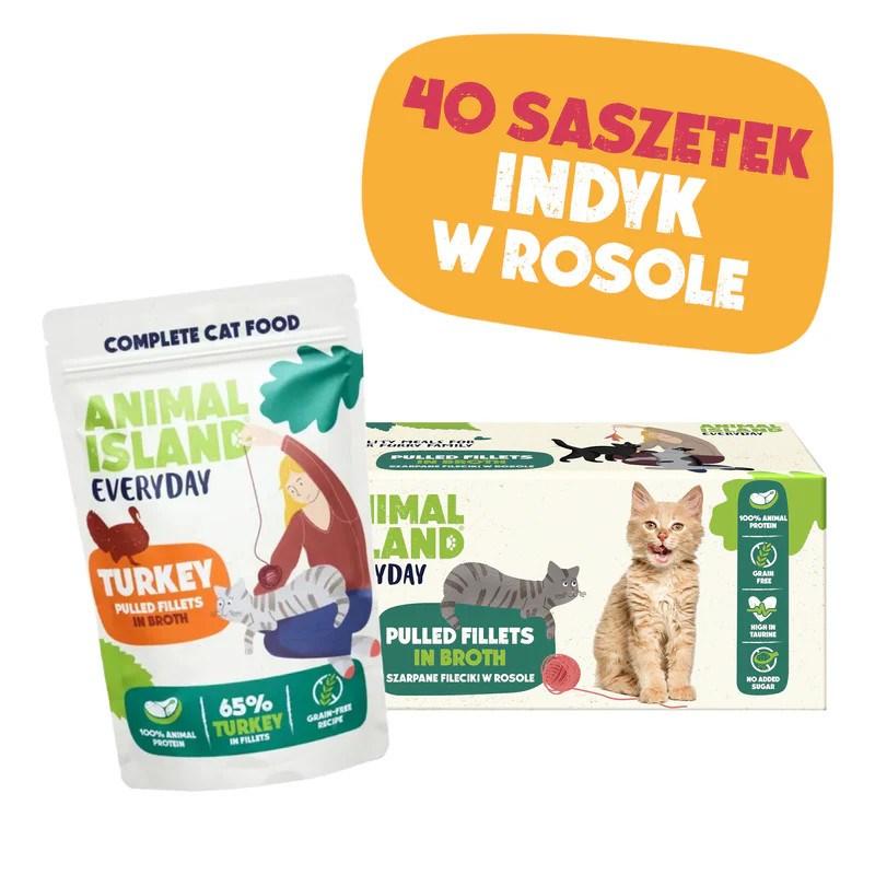 ANIMAL ISLAND Vådfoder til kat - Kalkun i bouillon, 40×85 g