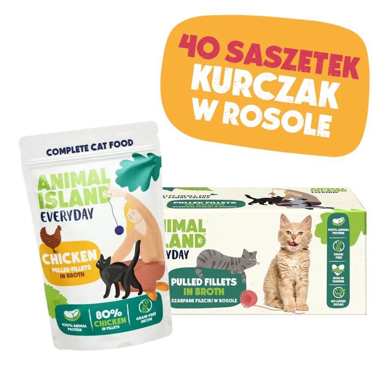 ANIMAL ISLAND vådfoder til kat - Kylling i bouillon, 40 × 85 g