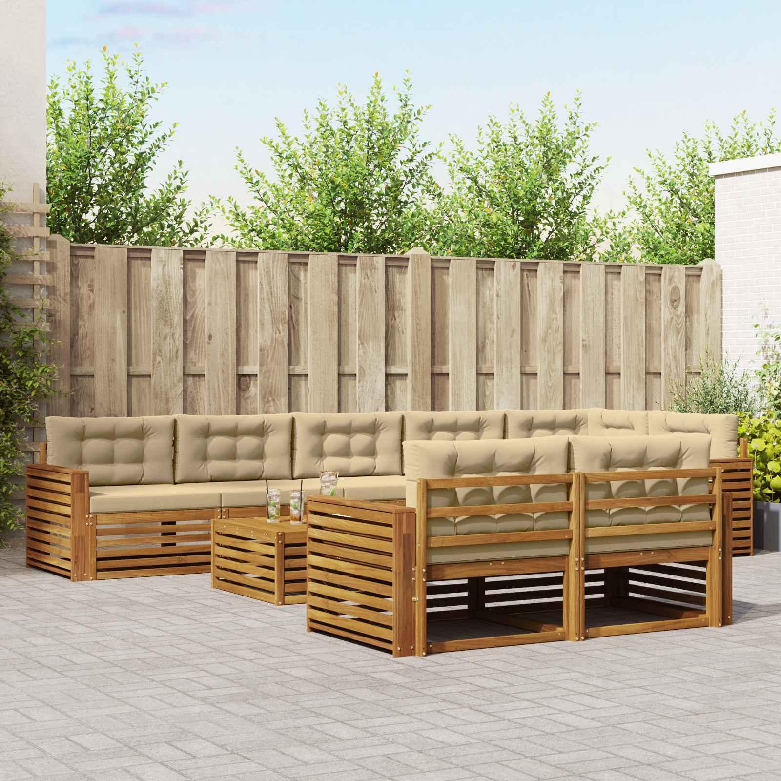 UdendÃ¸rs sofagruppe med pude 9 stk Naturlig og Beige