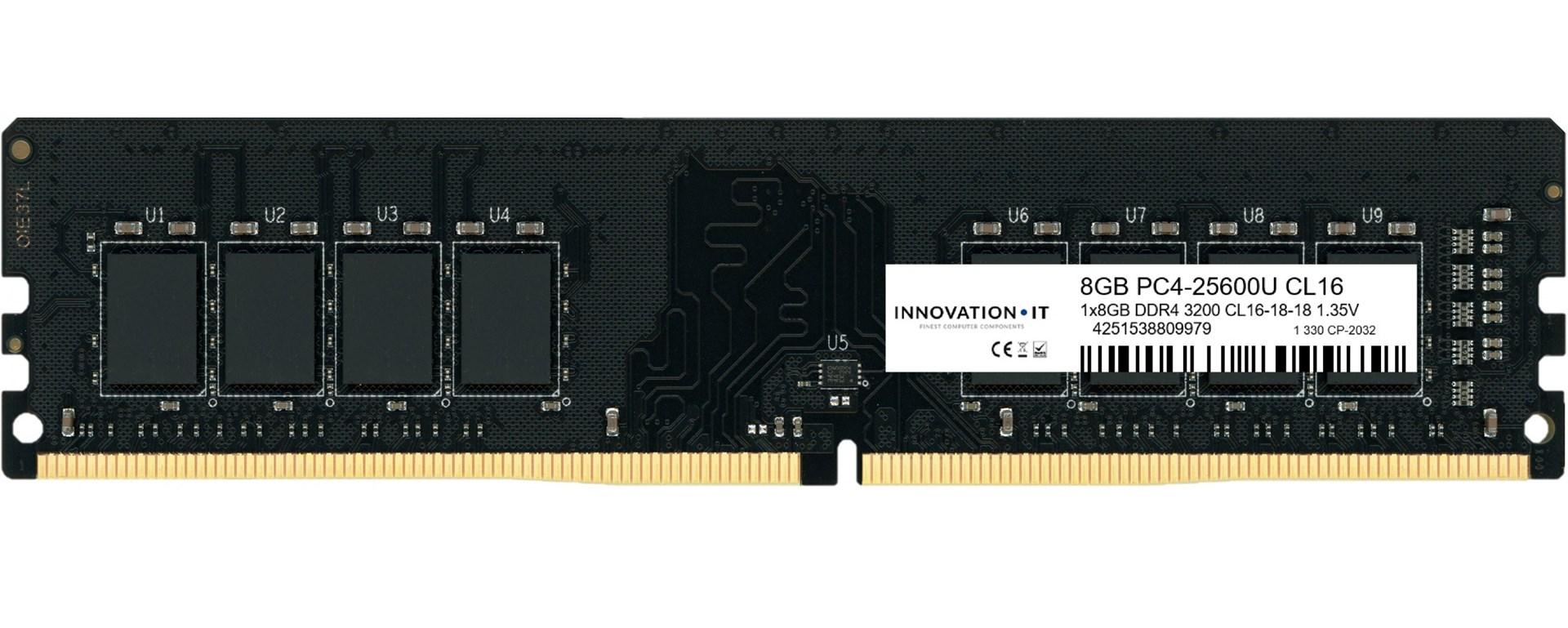 Innovation IT 3200 8GB CL16-18-18 1.35V LD 8-Chip DDR4 8GB 3200MHz CL16 288-pin DIMM