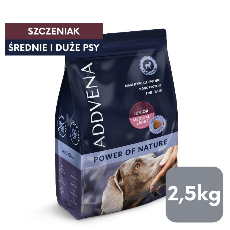 ADDVENA Power of Nature Junior Medium/Large – lam til hvalpe 2,5 kg