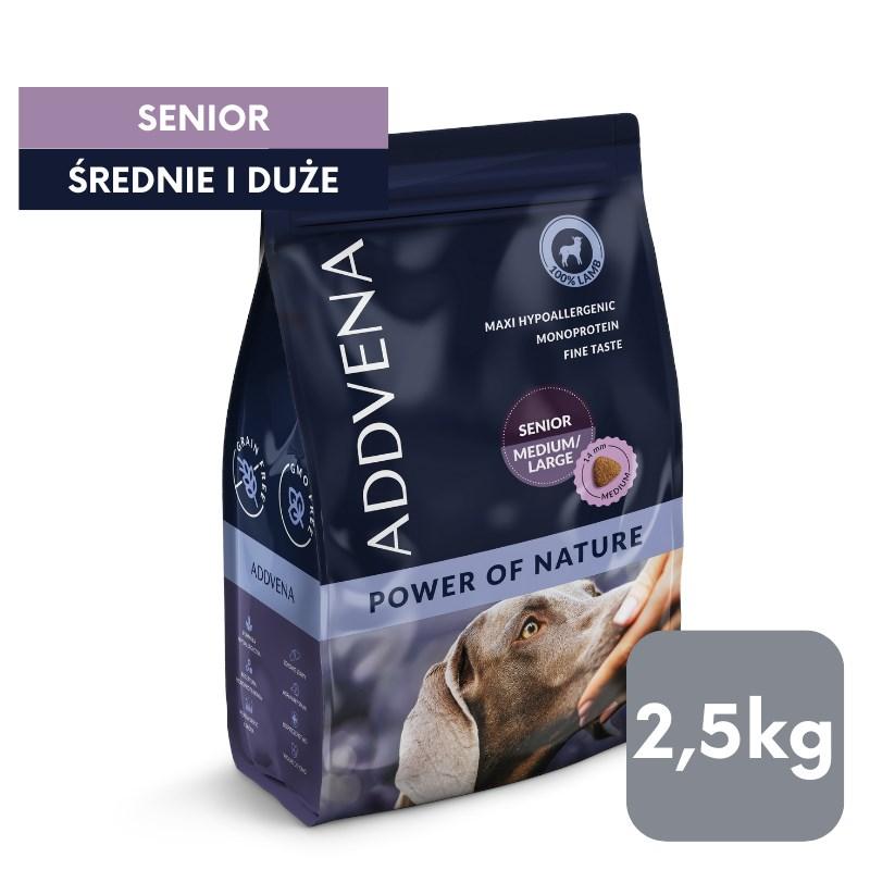ADDVENA Power of Nature – senior hundefoder til mellem og store racer, 2,5 kg