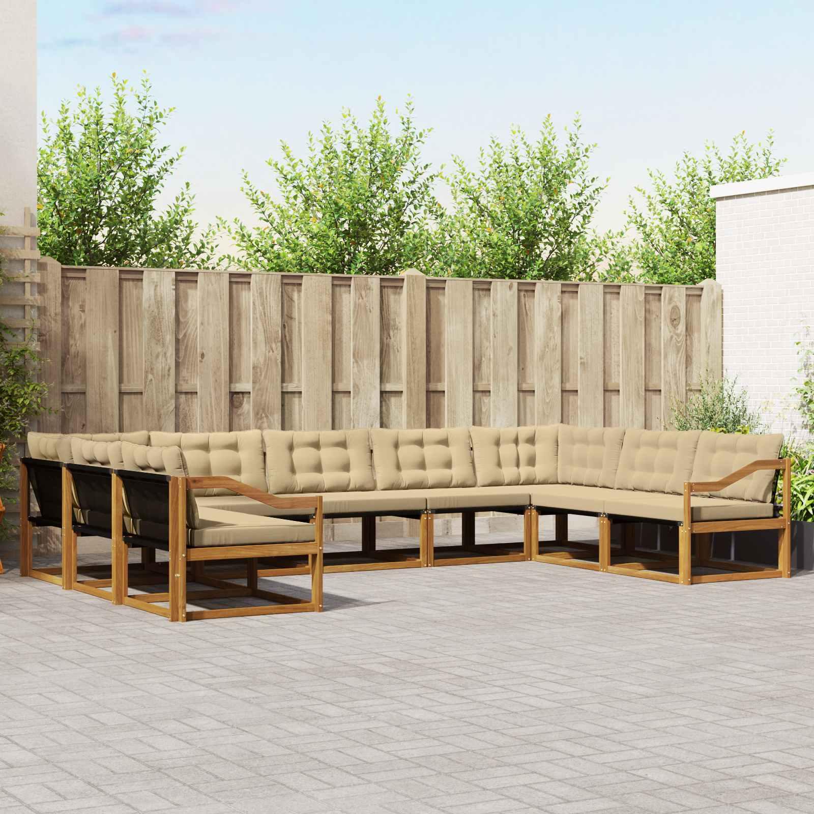 UdendÃ¸rs sofagruppe med pude 9 stk Naturlig og Beige