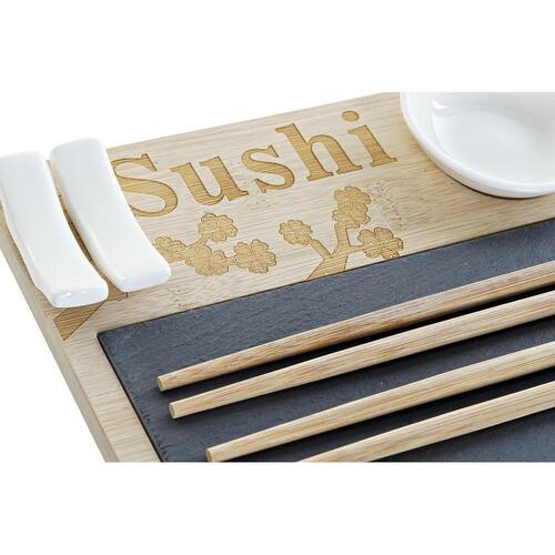 Sushi-sæt PC-186227 Hvid Sort Natur Bambus Bræt Moderne Orientalsk 28,5 x 18,5 x 2,6 cm (9 Dele) (28,5 x 18,5 x 2