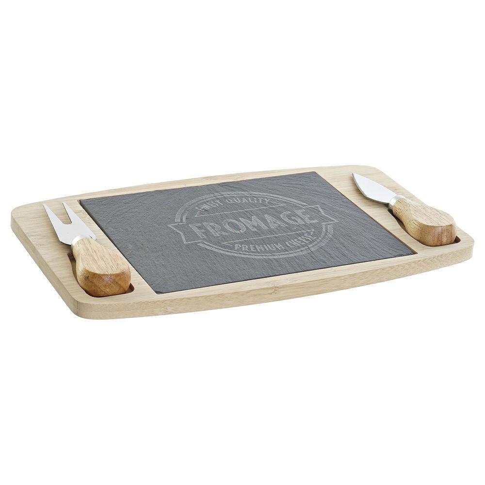 Skærebræt Sort Natur Metal Bambus Plastik Bræt Rektangulær 28 x 17 x 2,3 cm