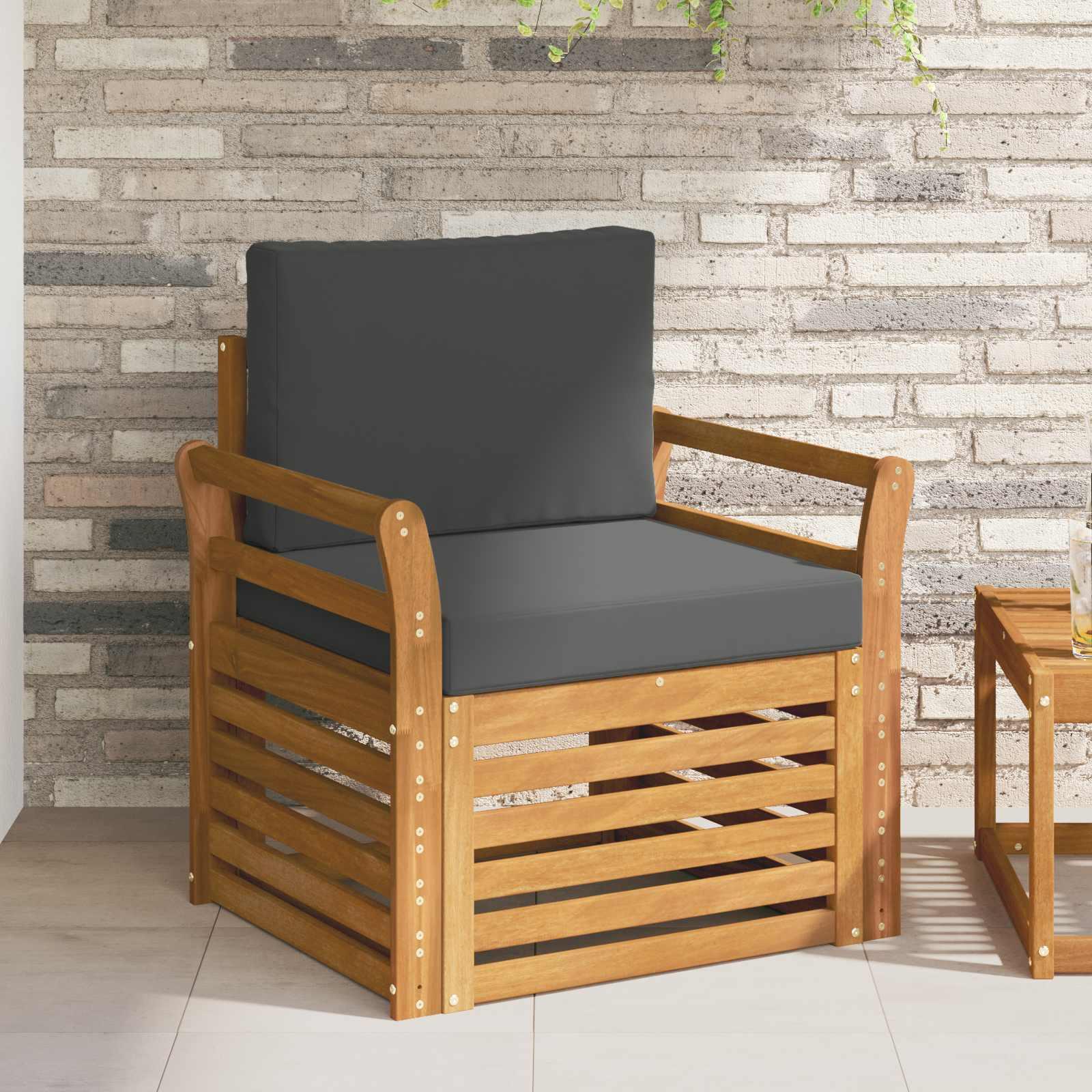 Udendørs Sofagruppe 67 X 63 X 73 Cm - Naturlig og antracit / Kurvet