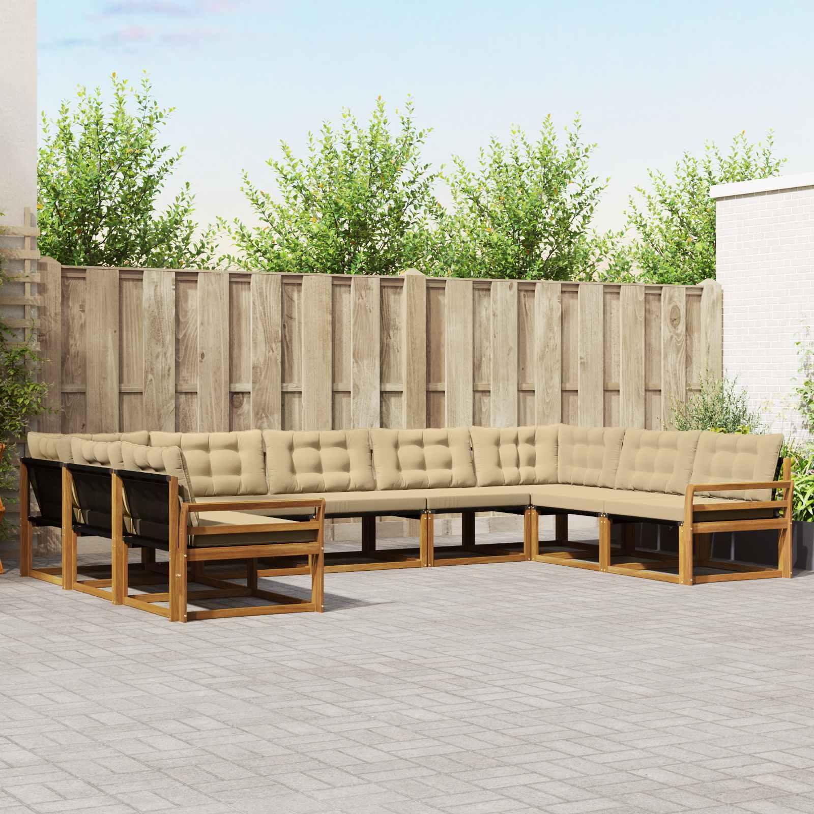 UdendÃ¸rs sofagruppe med pude 9 stk Naturlig og Beige