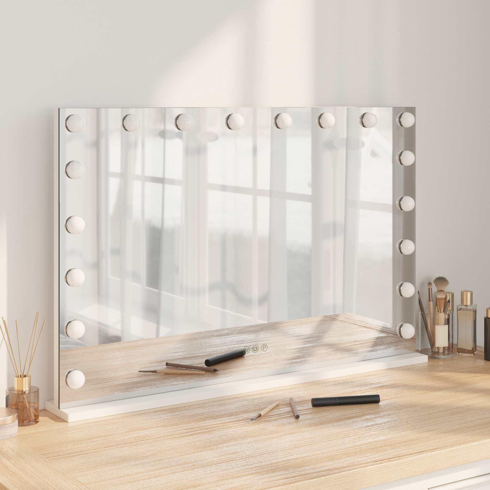 LED Makeup Spejl Hvid 80 x 10 x 52,5 cm Glas og Stål