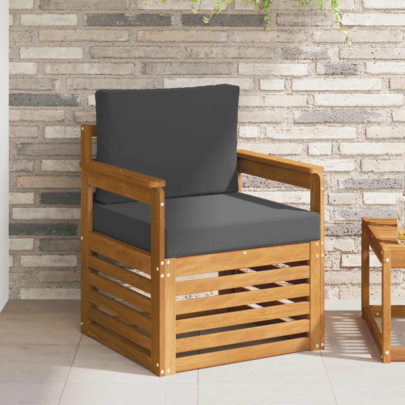 Udendørs Sofagruppe 67 X 63 X 73 Cm - Naturlig og antracit / Åben ramme