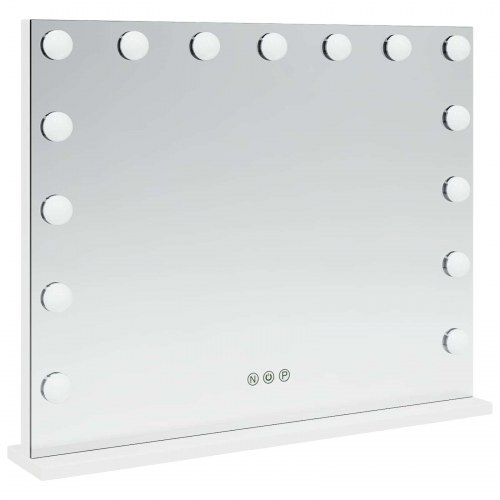 LED makeupspejl - hvid 58 × 10 × 47 cm med 15 pærer og touch