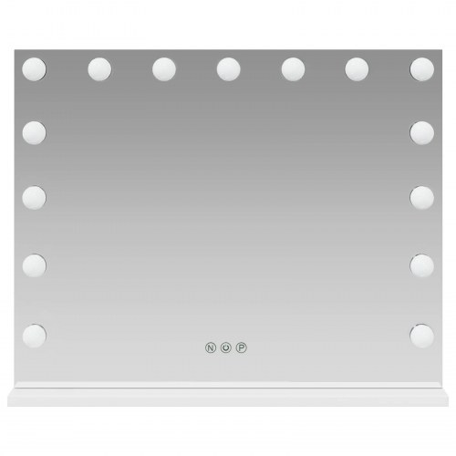 LED makeupspejl - hvid 58 × 10 × 47 cm med 15 pærer og touch