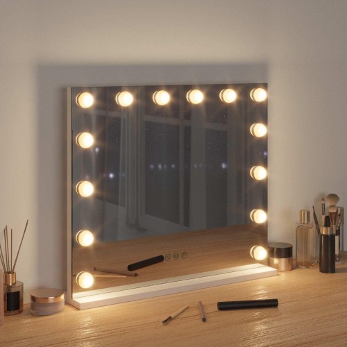 LED Makeup Spejl Hvid 50 x 10 x 44 cm Glas og Stål