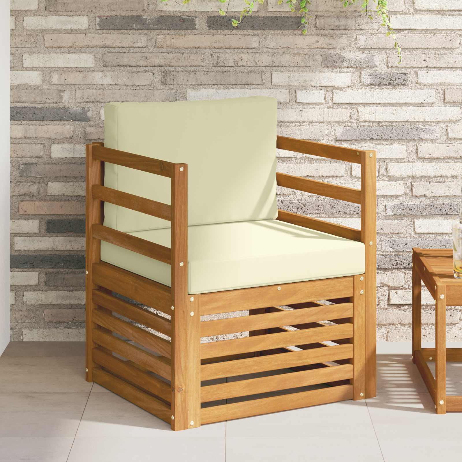 Udendørs Sofagruppe 67 X 63 X 73 Cm - Natur og cremefarvet / horisontale lameller