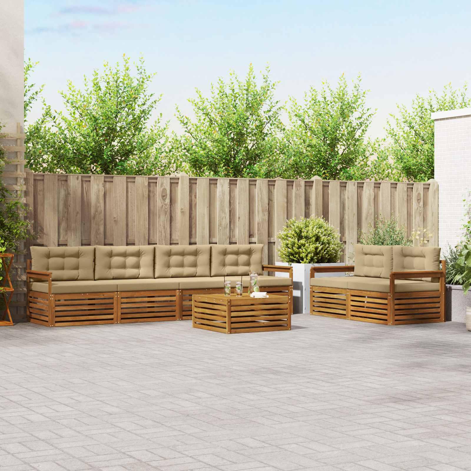 UdendÃ¸rs sofagruppe med pude 7 stk Naturlig og Beige