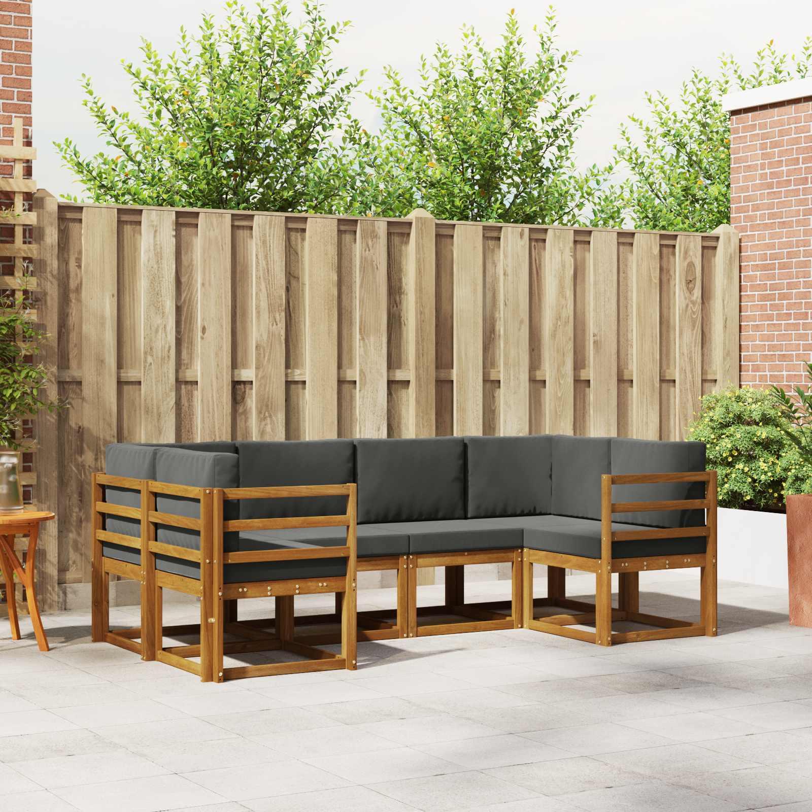 Sofa Sæt 6 stk Naturlig og Antracit Soli Akacietræ og polyester