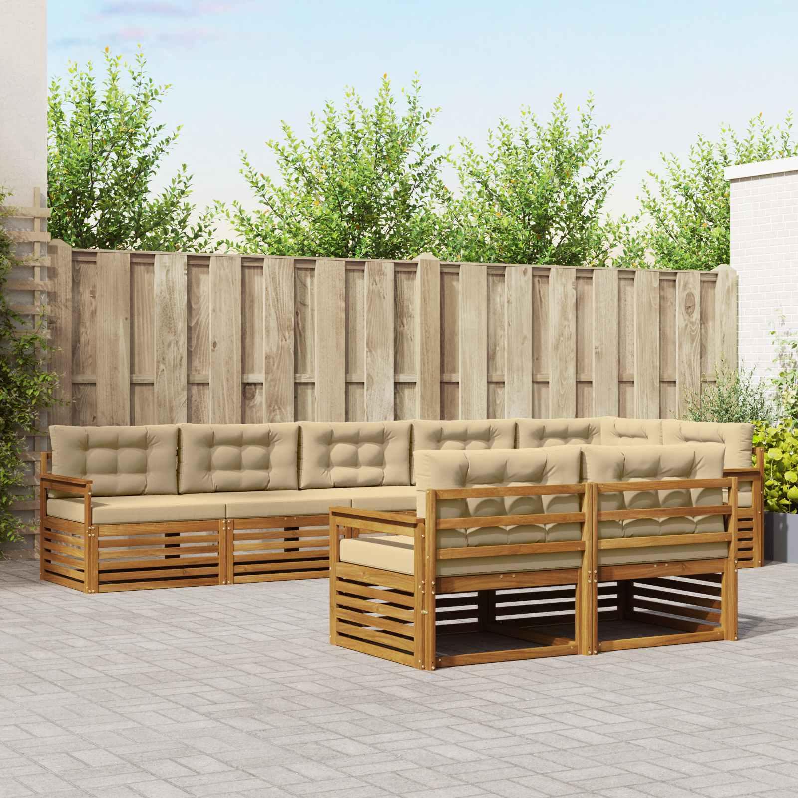 UdendÃ¸rs sofagruppe med pude 8 stk Naturlig og Beige