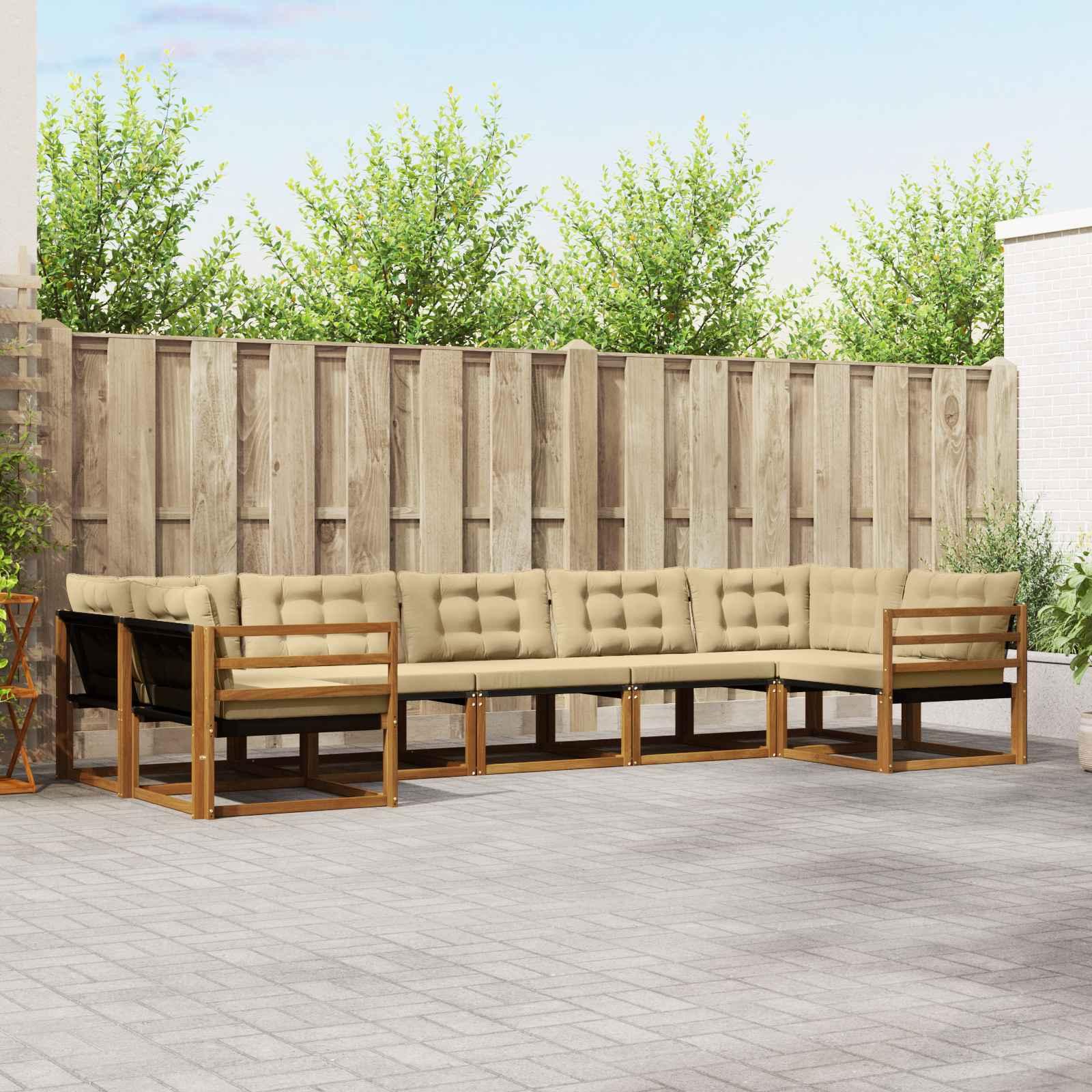 UdendÃ¸rs sofagruppe med pude 7 stk Naturlig og Beige