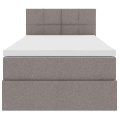 LED opbevaringsseng med madras - gråbrun 90 x 190 cm, stof