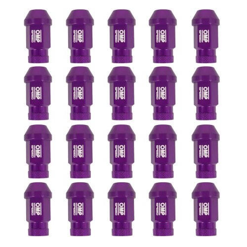 OMP hjulmøtrikker 7075, 40 mm, M14 x 1,50 - 20 stk, violet