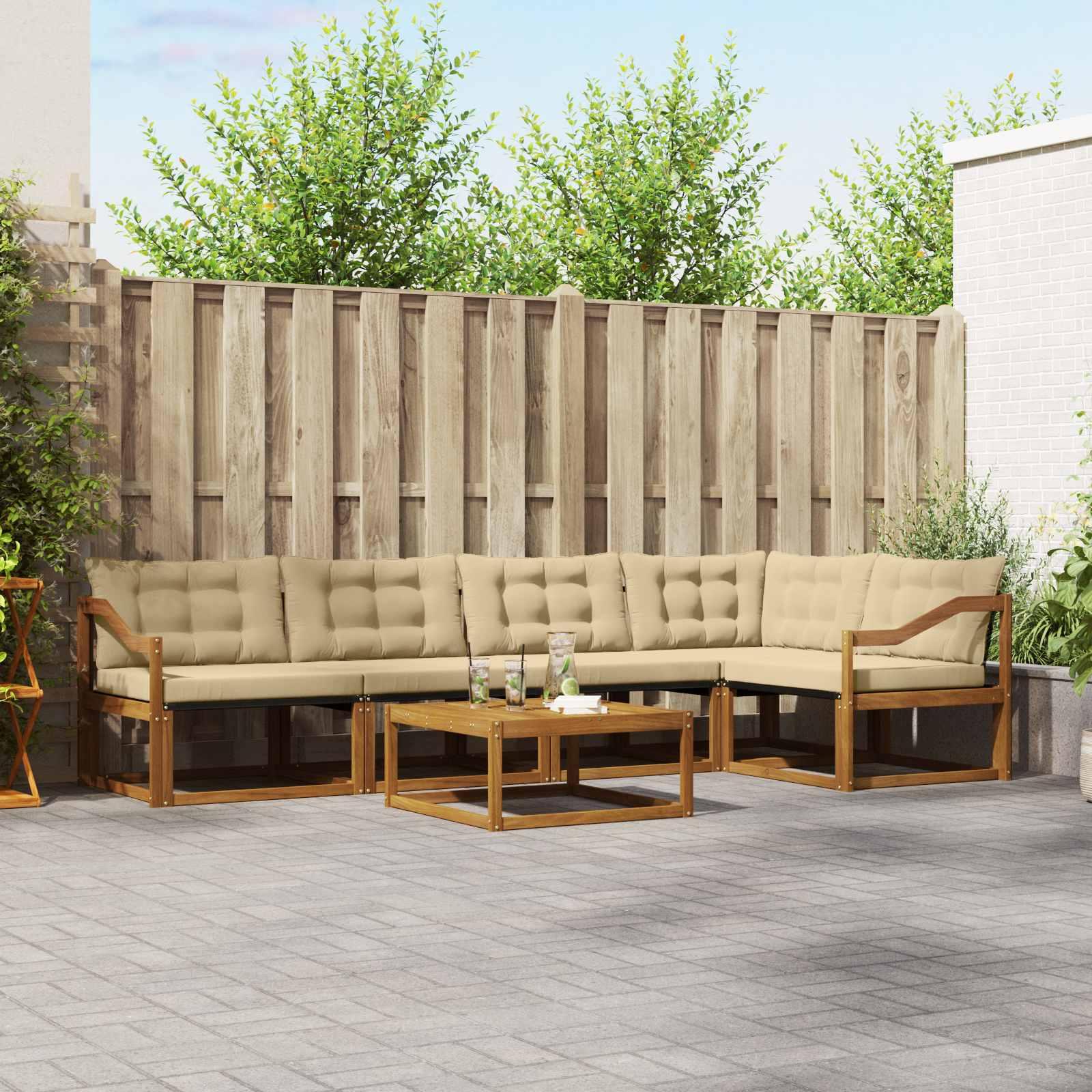 UdendÃ¸rs sofagruppe med pude 6 stk Naturlig og Beige