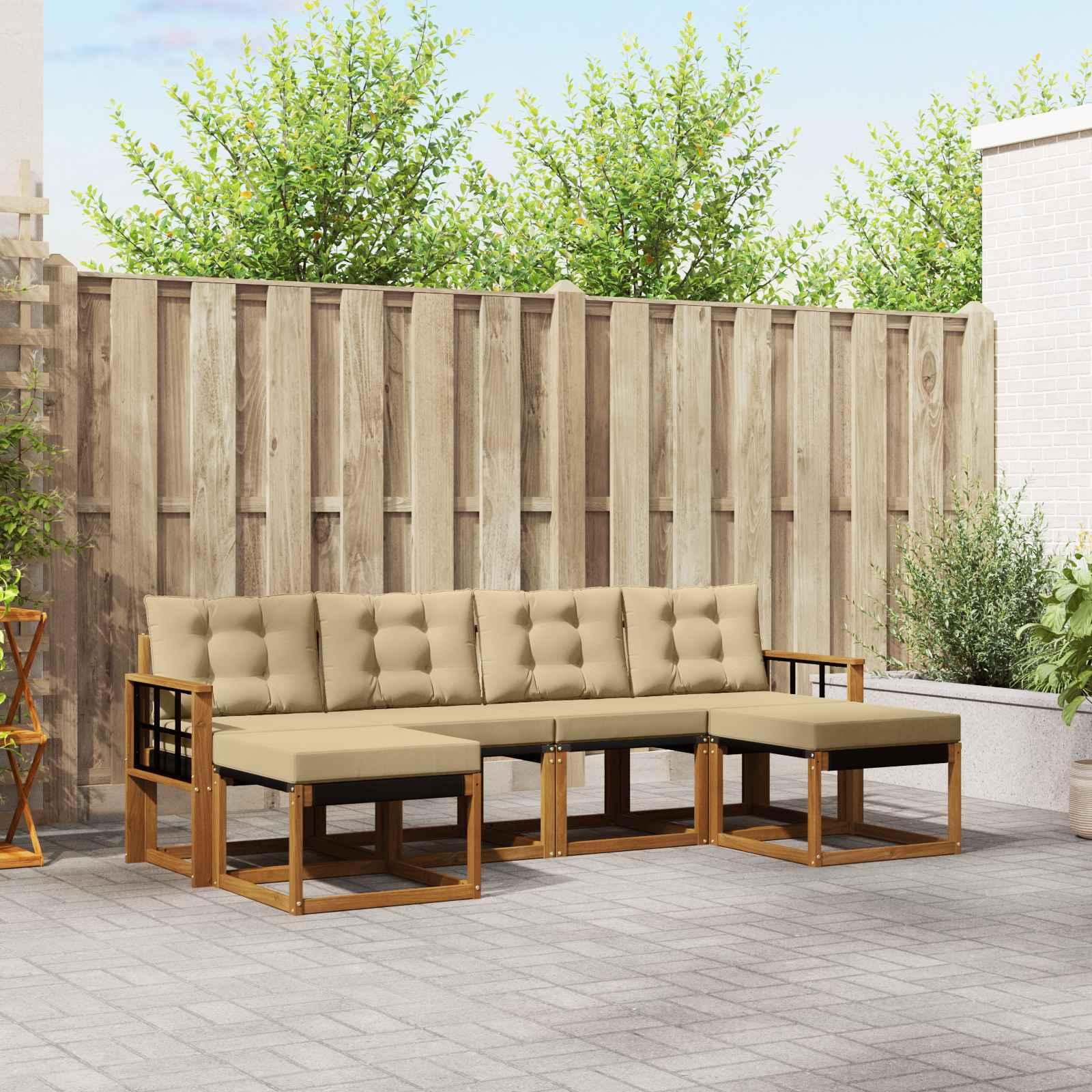 UdendÃ¸rs sofagruppe med pude 6 stk Naturlig og Beige