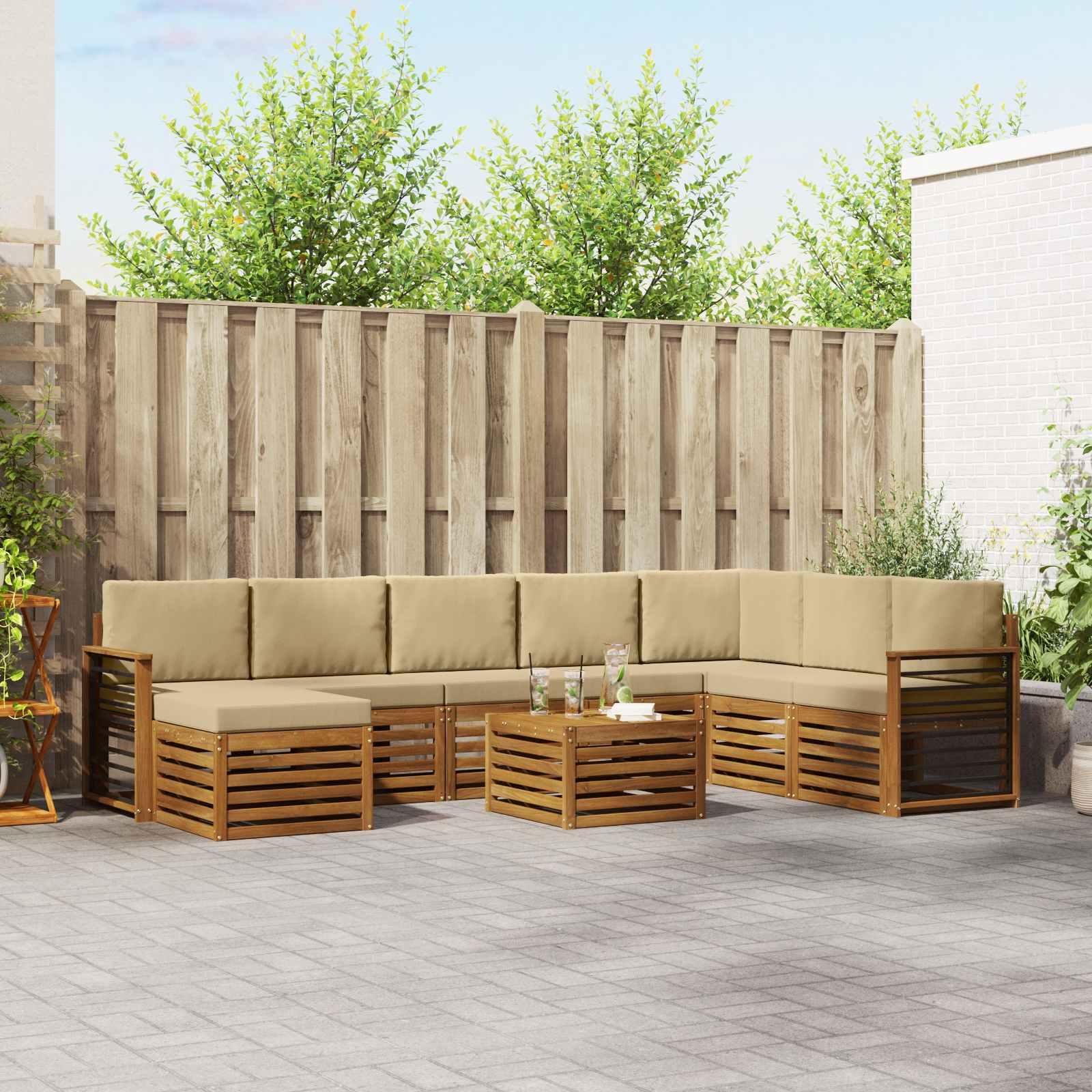 Sofasæt Massivt Akacietræ - Naturlig og beige / egnet til lejlighed