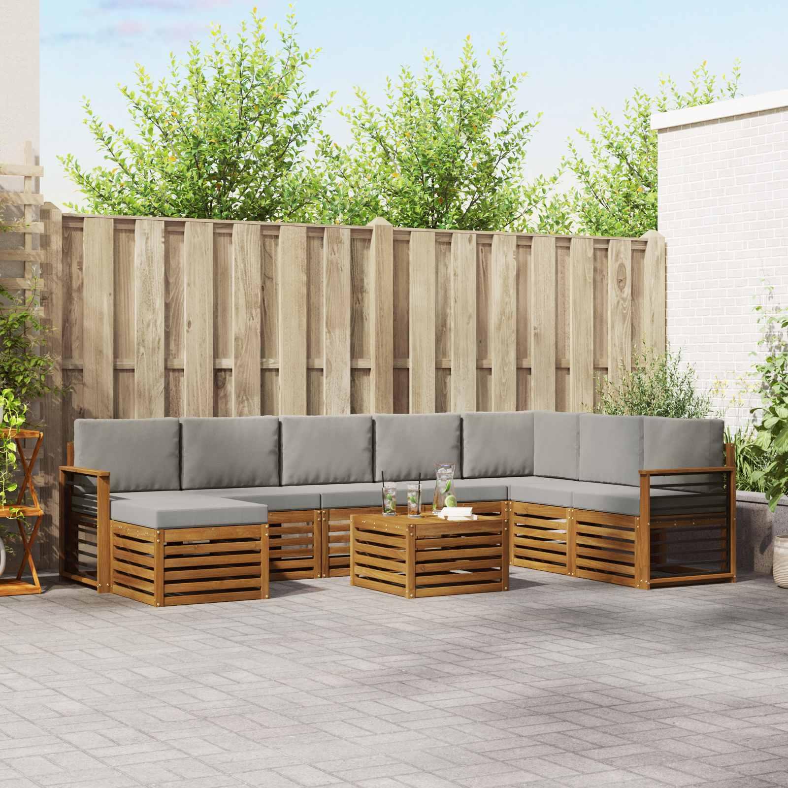 Sofasæt Massivt Akacietræ - Naturlig og lys grå / egnet til lejlighed