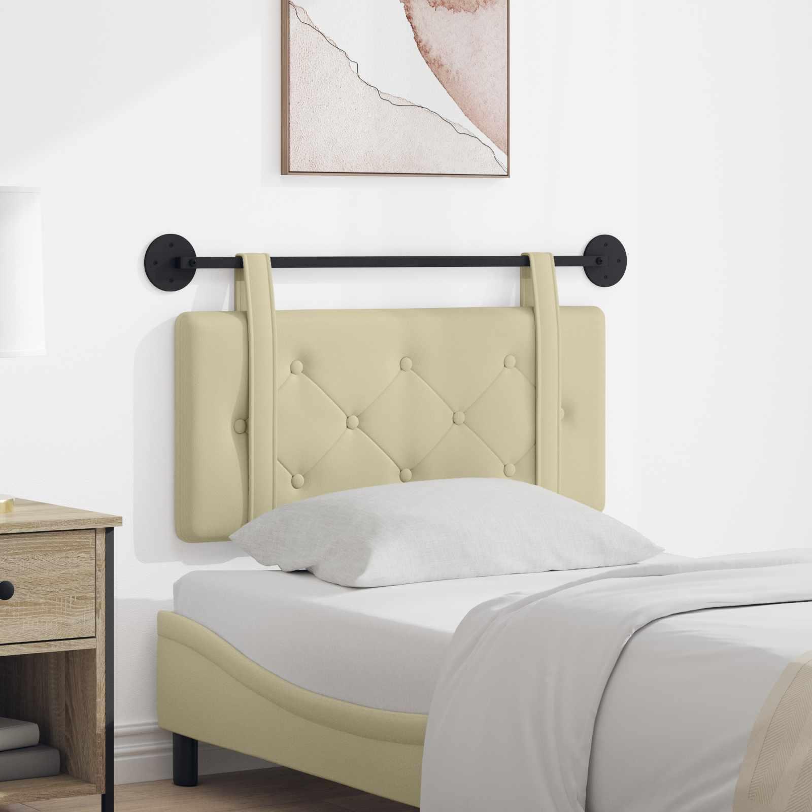 Hængende Hovedgavl Vægmonteret Creme 80 cm Faux læder