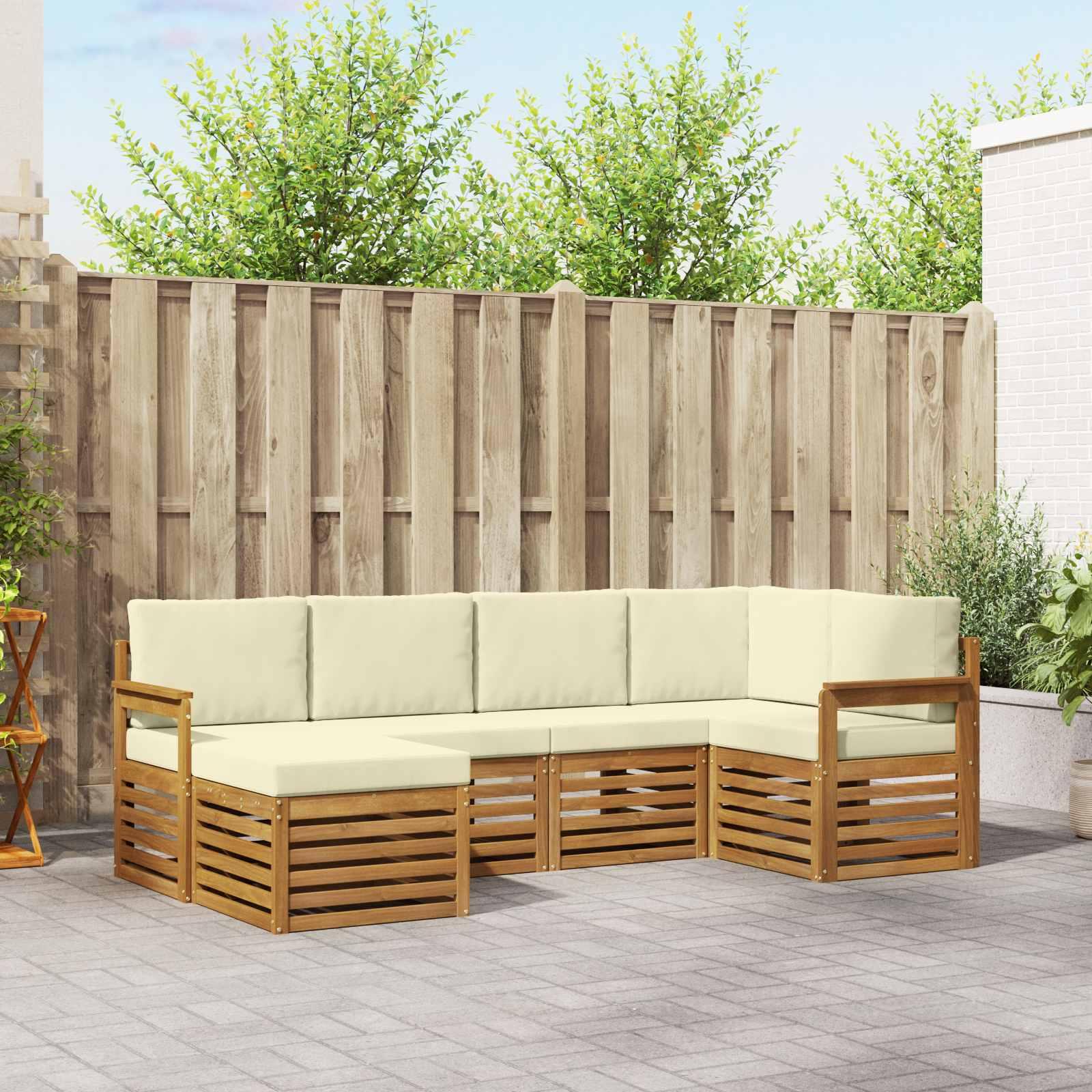 Sektionalsofa Sæt 6 Dele - Natur og cremefarvet / Åben ramme