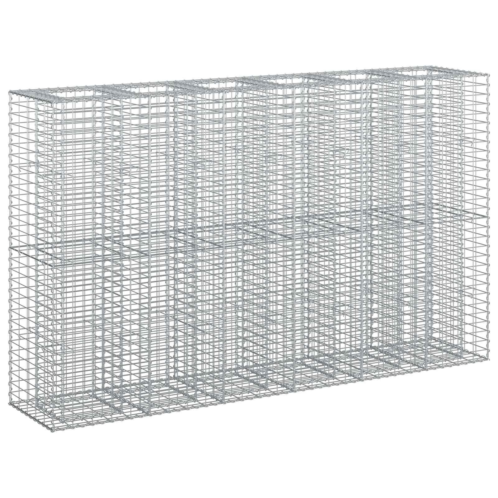 Gabion højbed 3 stk Sølv 250 x 50 x 150 cm Galvaniseret stål