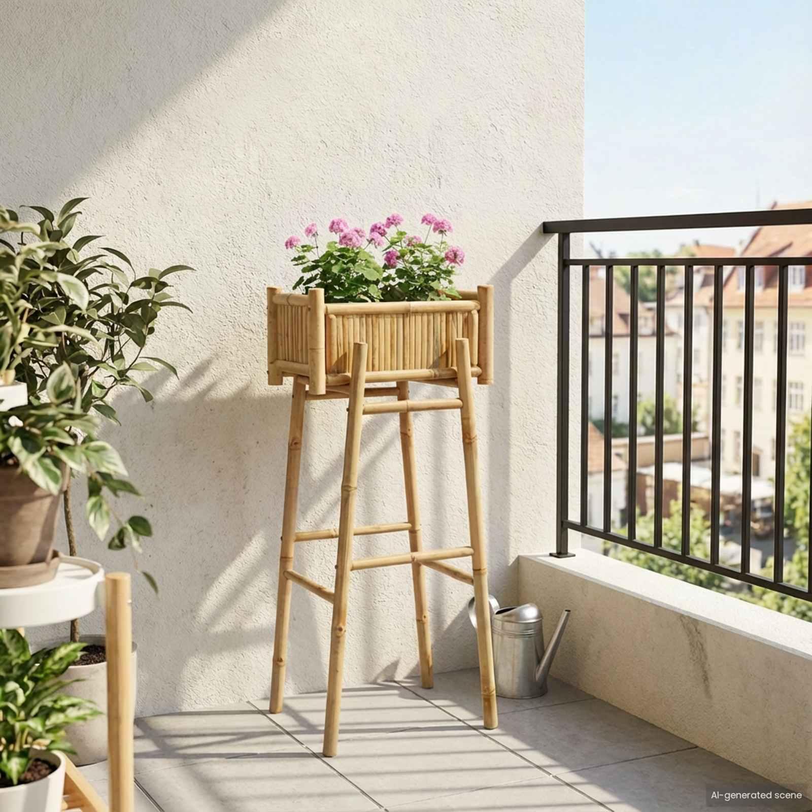 Havekrukke med holder Naturfarvet 50 x 38 x 114 cm Bambus